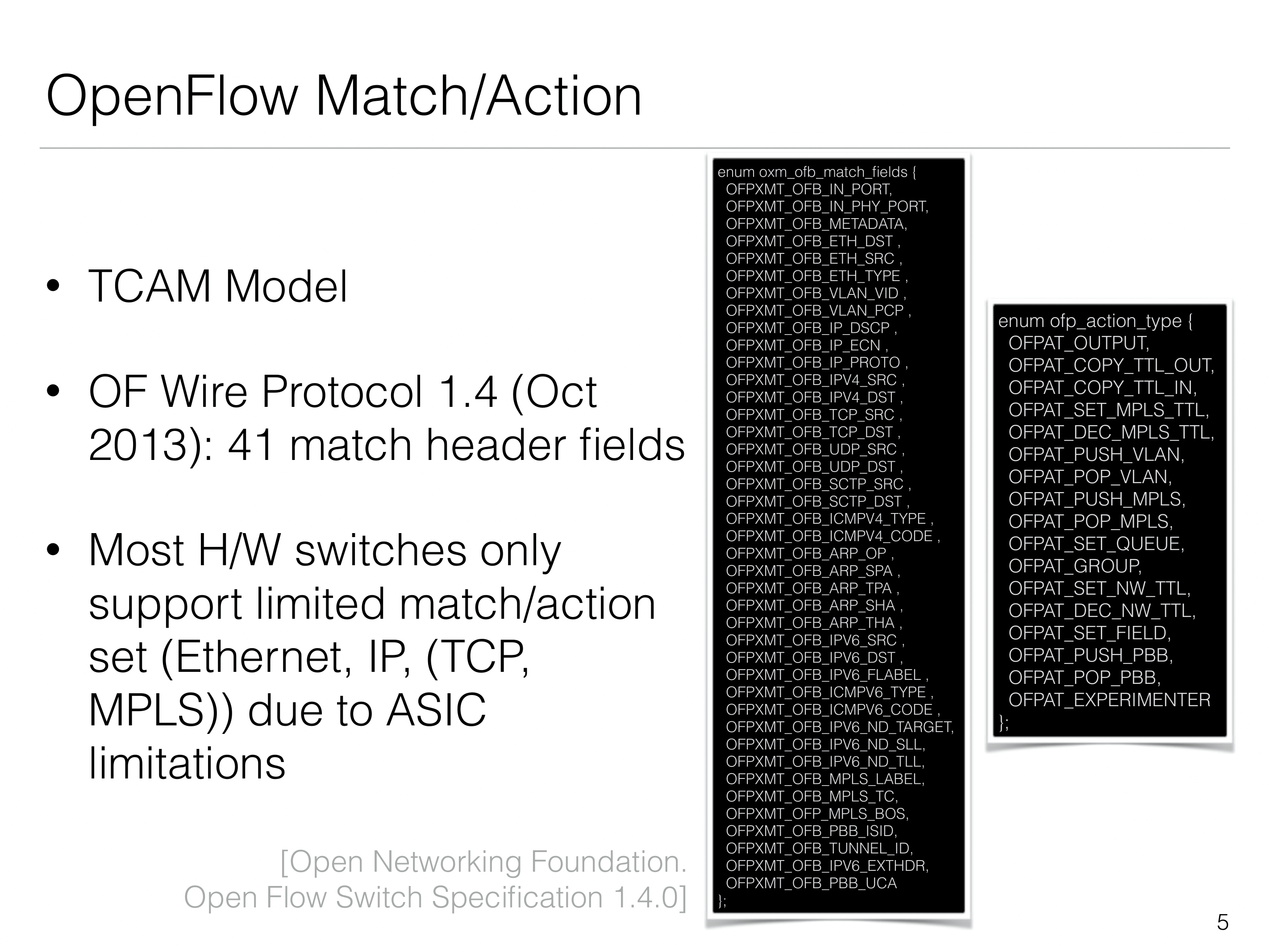 圖2：OpenFlow 的 Match 和 Action